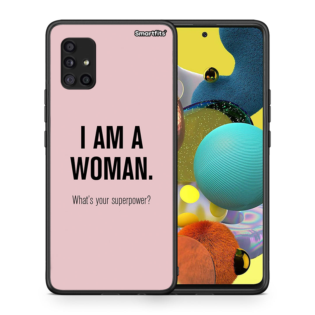 Θήκη Samsung Galaxy A51 5G Superpower Woman από τη Smartfits με σχέδιο στο πίσω μέρος και μαύρο περίβλημα | Samsung Galaxy A51 5G Superpower Woman case with colorful back and black bezels