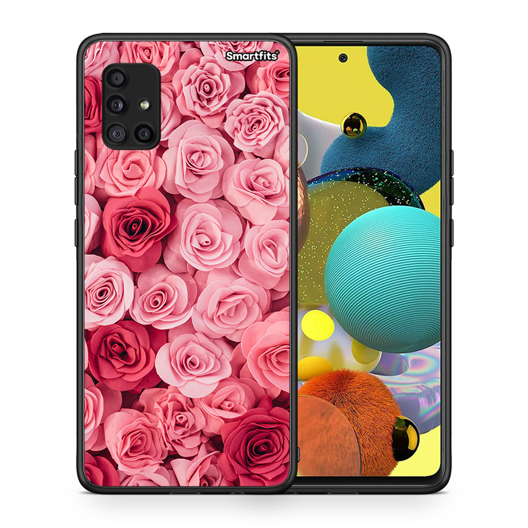 Θήκη Samsung Galaxy A51 5G RoseGarden Valentine από τη Smartfits με σχέδιο στο πίσω μέρος και μαύρο περίβλημα | Samsung Galaxy A51 5G RoseGarden Valentine case with colorful back and black bezels