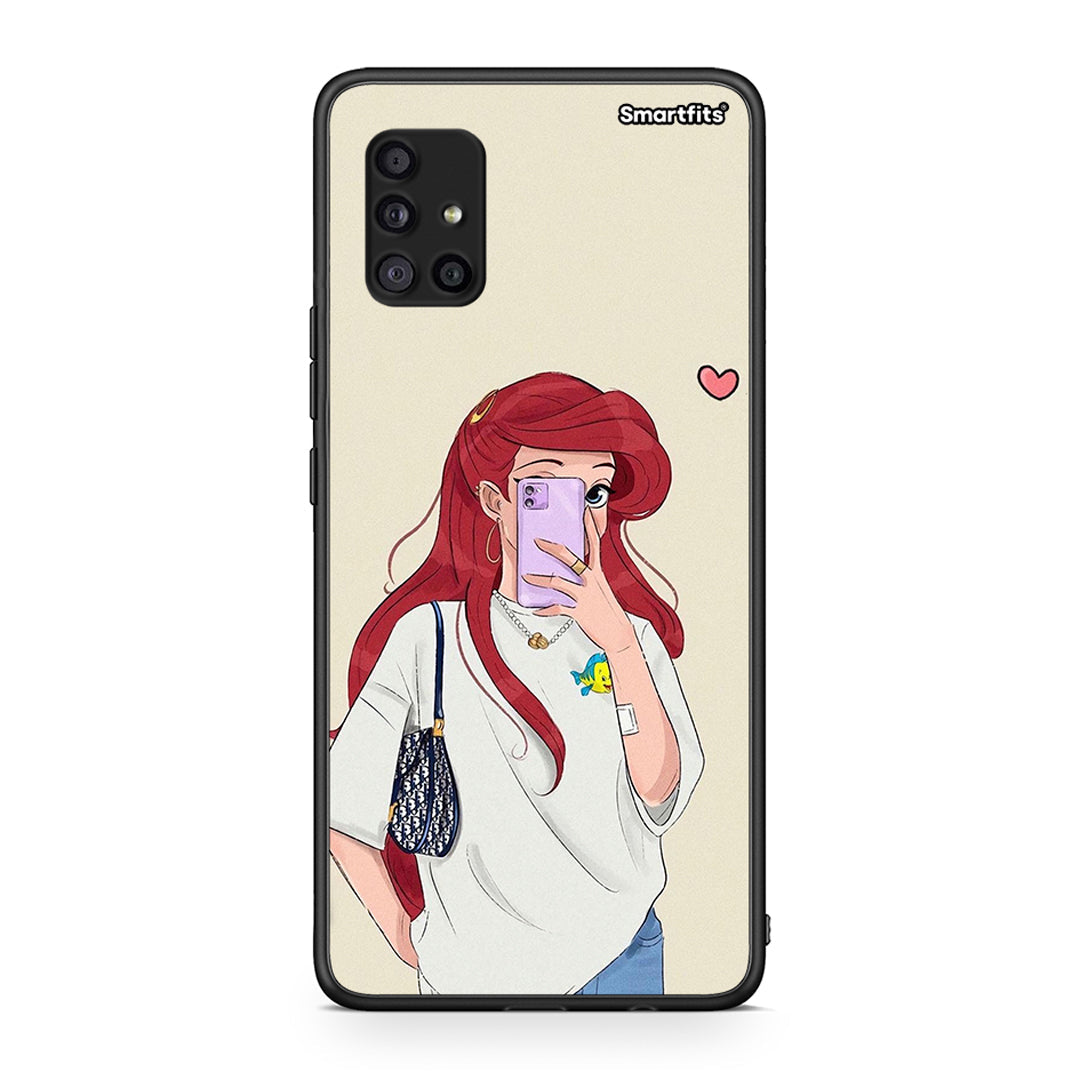 Samsung Galaxy A51 5G Walking Mermaid Θήκη από τη Smartfits με σχέδιο στο πίσω μέρος και μαύρο περίβλημα | Smartphone case with colorful back and black bezels by Smartfits