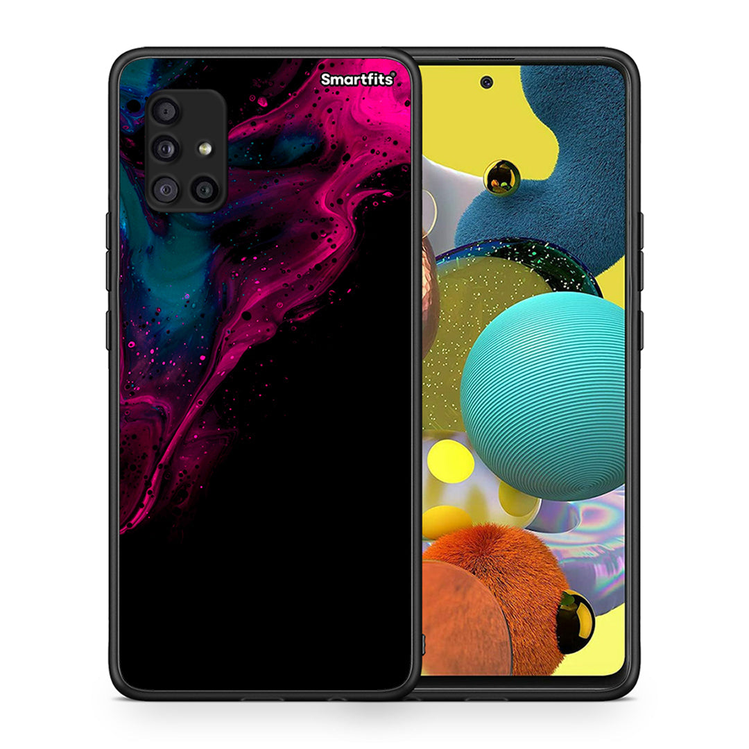 Θήκη Samsung Galaxy A51 5G Pink Black Watercolor από τη Smartfits με σχέδιο στο πίσω μέρος και μαύρο περίβλημα | Samsung Galaxy A51 5G Pink Black Watercolor case with colorful back and black bezels