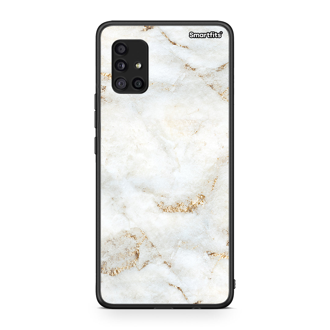 Samsung Galaxy A51 5G White Gold Marble θήκη από τη Smartfits με σχέδιο στο πίσω μέρος και μαύρο περίβλημα | Smartphone case with colorful back and black bezels by Smartfits