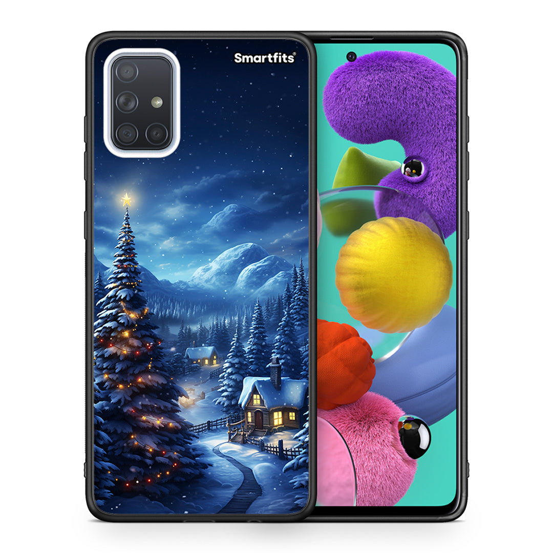 Θήκη Samsung A51 Christmas Scenery από τη Smartfits με σχέδιο στο πίσω μέρος και μαύρο περίβλημα | Samsung A51 Christmas Scenery case with colorful back and black bezels