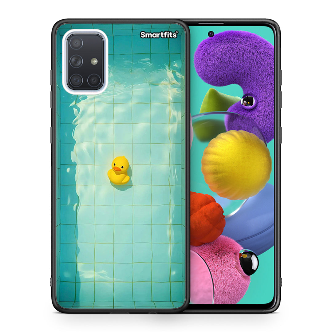 Θήκη Samsung A51 Yellow Duck από τη Smartfits με σχέδιο στο πίσω μέρος και μαύρο περίβλημα | Samsung A51 Yellow Duck case with colorful back and black bezels