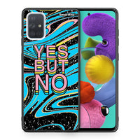 Thumbnail for Θήκη Samsung A51 Yes But No από τη Smartfits με σχέδιο στο πίσω μέρος και μαύρο περίβλημα | Samsung A51 Yes But No case with colorful back and black bezels