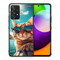 Thumbnail for Θήκη Samsung Galaxy A52 Summer Cat από τη Smartfits με σχέδιο στο πίσω μέρος και μαύρο περίβλημα | Samsung Galaxy A52 Summer Cat case with colorful back and black bezels