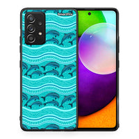 Thumbnail for Θήκη Samsung Galaxy A52 Swimming Dolphins από τη Smartfits με σχέδιο στο πίσω μέρος και μαύρο περίβλημα | Samsung Galaxy A52 Swimming Dolphins case with colorful back and black bezels