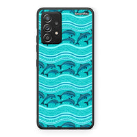 Thumbnail for Samsung Galaxy A52 Swimming Dolphins θήκη από τη Smartfits με σχέδιο στο πίσω μέρος και μαύρο περίβλημα | Smartphone case with colorful back and black bezels by Smartfits