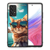 Thumbnail for Θήκη Samsung A53 5G Summer Cat από τη Smartfits με σχέδιο στο πίσω μέρος και μαύρο περίβλημα | Samsung A53 5G Summer Cat case with colorful back and black bezels