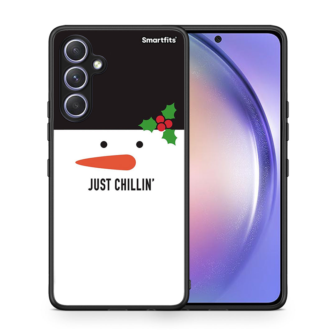 Θήκη Samsung Galaxy A54 Christmas Chillin από τη Smartfits με σχέδιο στο πίσω μέρος και μαύρο περίβλημα | Samsung Galaxy A54 Christmas Chillin Case with Colorful Back and Black Bezels