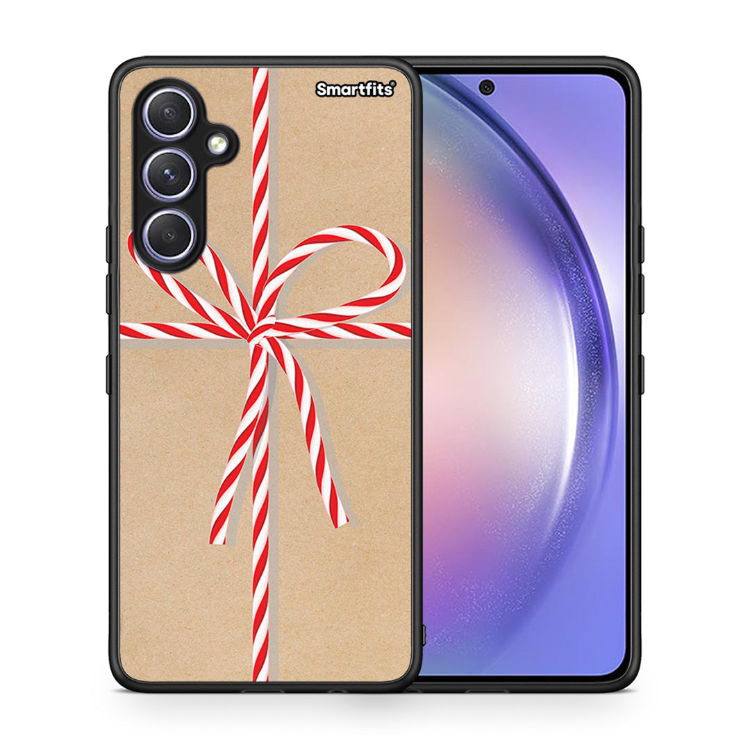 Θήκη Samsung Galaxy A54 Christmas Gift από τη Smartfits με σχέδιο στο πίσω μέρος και μαύρο περίβλημα | Samsung Galaxy A54 Christmas Gift Case with Colorful Back and Black Bezels