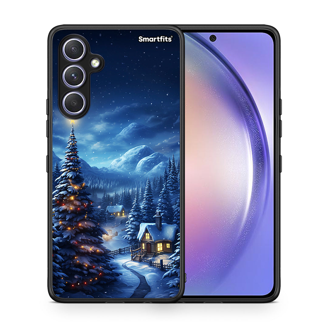 Θήκη Samsung Galaxy A54 Christmas Scenery από τη Smartfits με σχέδιο στο πίσω μέρος και μαύρο περίβλημα | Samsung Galaxy A54 Christmas Scenery Case with Colorful Back and Black Bezels