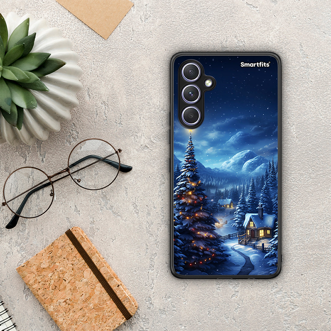 Θήκη Samsung Galaxy A54 Christmas Scenery από τη Smartfits με σχέδιο στο πίσω μέρος και μαύρο περίβλημα | Samsung Galaxy A54 Christmas Scenery Case with Colorful Back and Black Bezels