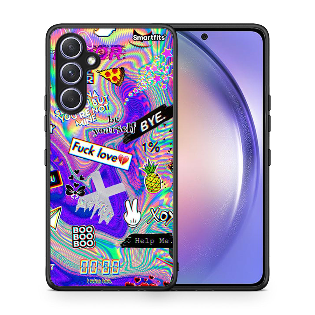 Θήκη Samsung Galaxy A54 Game Over από τη Smartfits με σχέδιο στο πίσω μέρος και μαύρο περίβλημα | Samsung Galaxy A54 Game Over Case with Colorful Back and Black Bezels