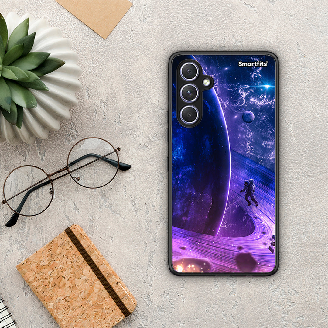 Θήκη Samsung Galaxy A54 Lost Astronaut από τη Smartfits με σχέδιο στο πίσω μέρος και μαύρο περίβλημα | Samsung Galaxy A54 Lost Astronaut Case with Colorful Back and Black Bezels