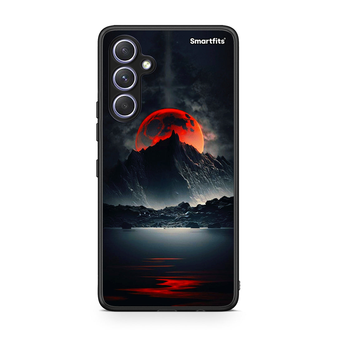 Θήκη Samsung Galaxy A54 Red Full Moon από τη Smartfits με σχέδιο στο πίσω μέρος και μαύρο περίβλημα | Samsung Galaxy A54 Red Full Moon Case with Colorful Back and Black Bezels