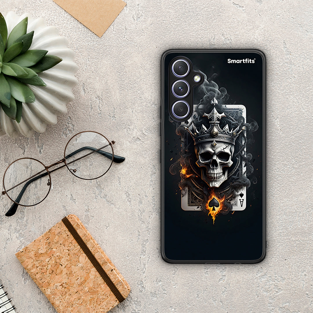 Θήκη Samsung Galaxy A54 Skull King Ace από τη Smartfits με σχέδιο στο πίσω μέρος και μαύρο περίβλημα | Samsung Galaxy A54 Skull King Ace Case with Colorful Back and Black Bezels