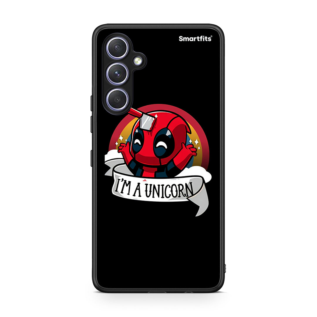 Θήκη Samsung Galaxy A54 Unicorn Deadpool από τη Smartfits με σχέδιο στο πίσω μέρος και μαύρο περίβλημα | Samsung Galaxy A54 Unicorn Deadpool Case with Colorful Back and Black Bezels