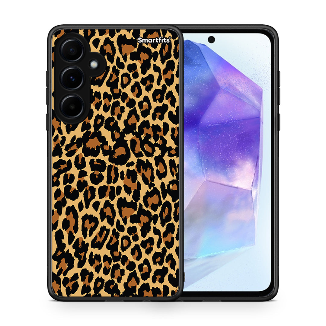 Θήκη Samsung Galaxy A55 Leopard Animal από τη Smartfits με σχέδιο στο πίσω μέρος και μαύρο περίβλημα | Samsung Galaxy A55 Leopard Animal case with colorful back and black bezels