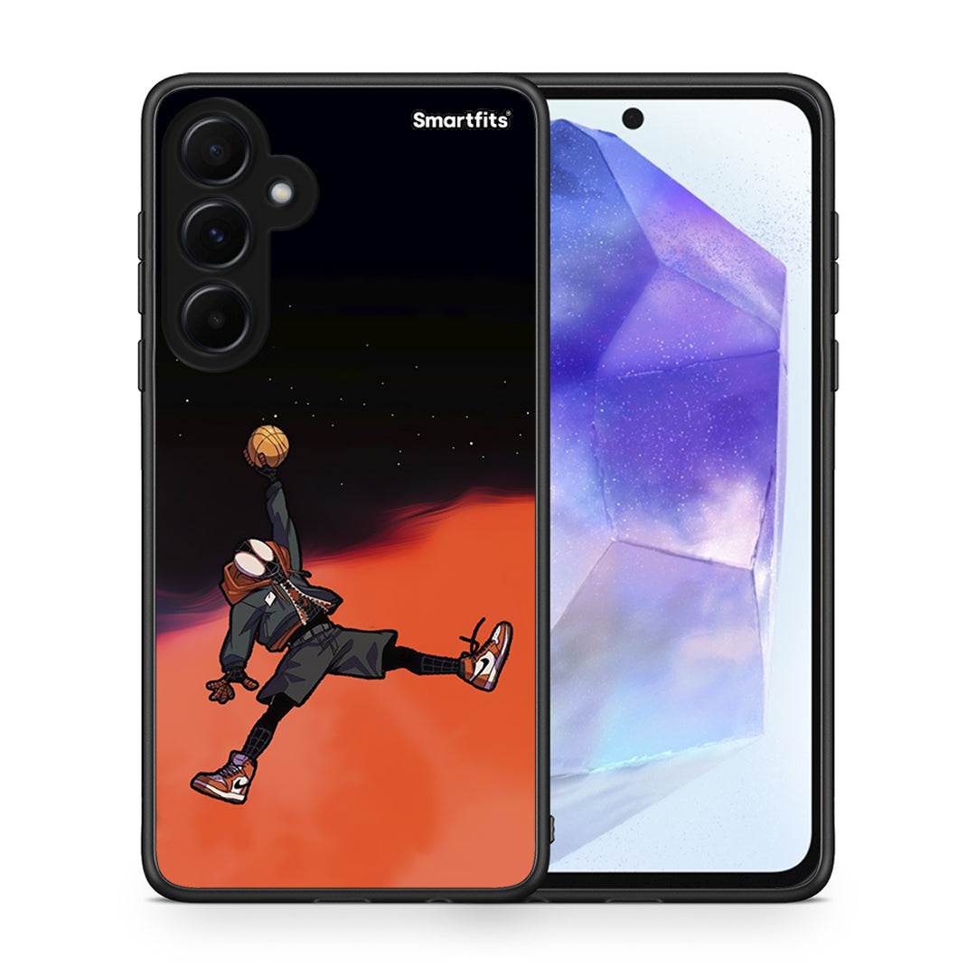 Θήκη Samsung Galaxy A55 Basketball Hero από τη Smartfits με σχέδιο στο πίσω μέρος και μαύρο περίβλημα | Samsung Galaxy A55 Basketball Hero case with colorful back and black bezels