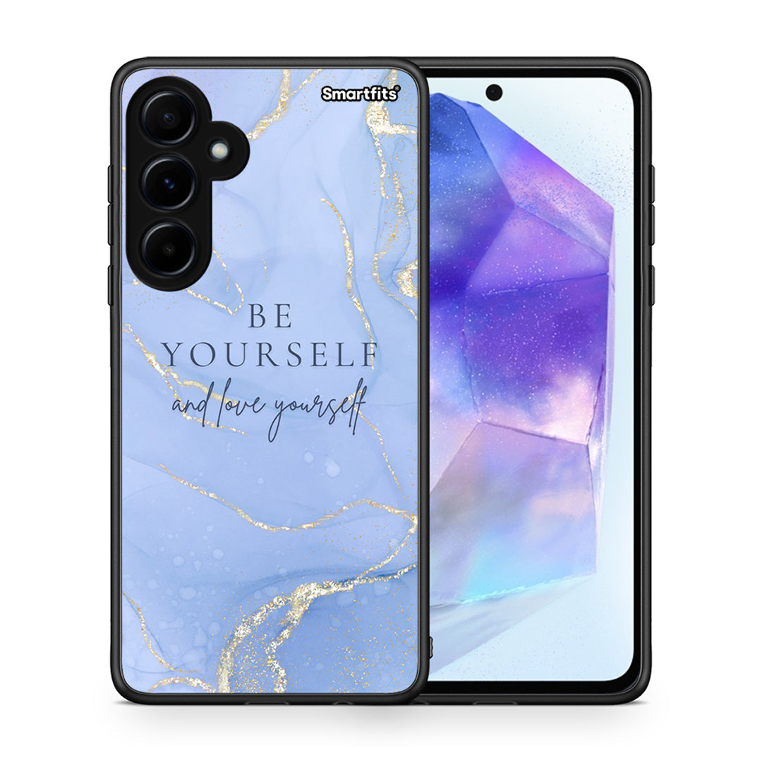 Θήκη Samsung Galaxy A55 Be Yourself από τη Smartfits με σχέδιο στο πίσω μέρος και μαύρο περίβλημα | Samsung Galaxy A55 Be Yourself case with colorful back and black bezels