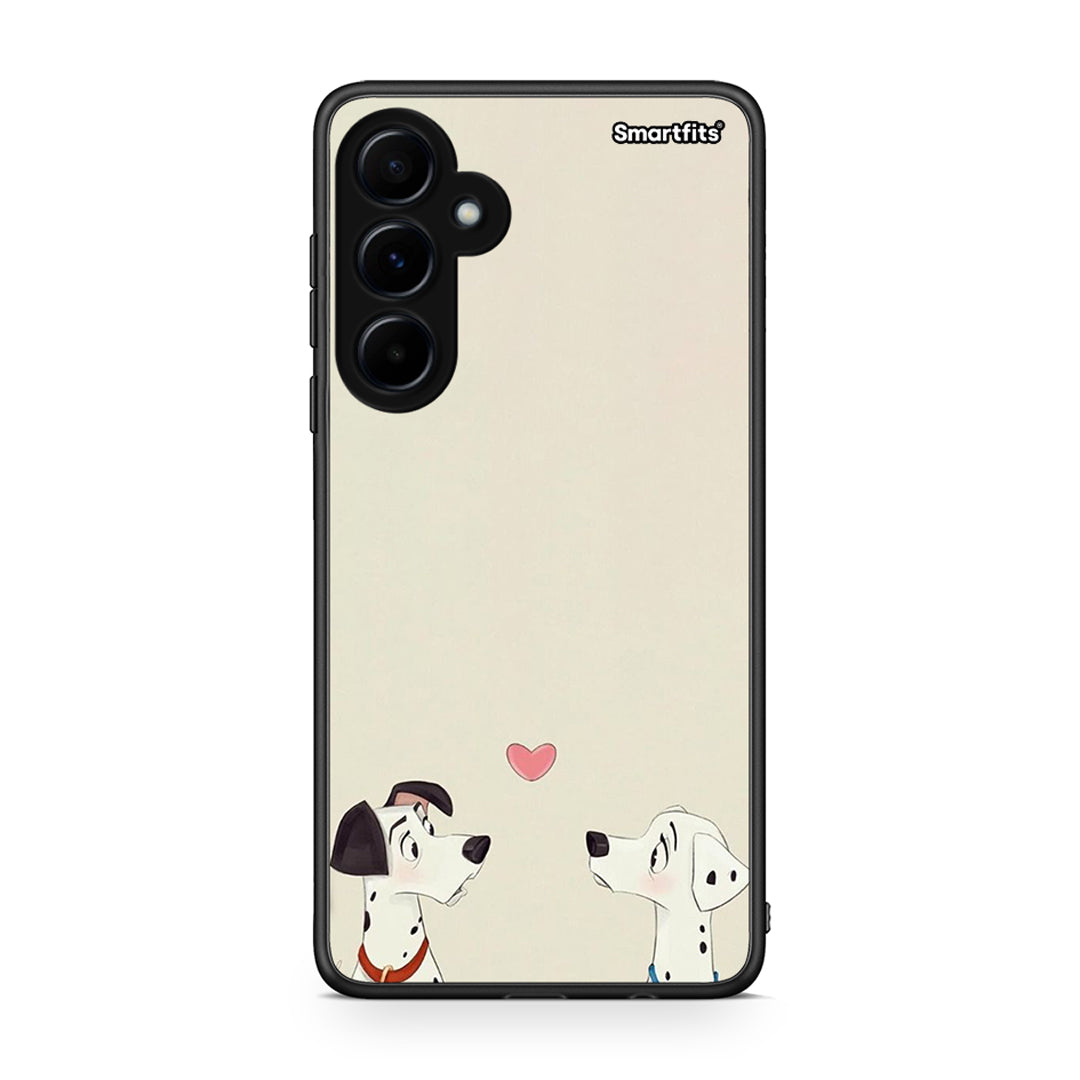 Samsung Galaxy A55 Dalmatians Love θήκη από τη Smartfits με σχέδιο στο πίσω μέρος και μαύρο περίβλημα | Smartphone case with colorful back and black bezels by Smartfits