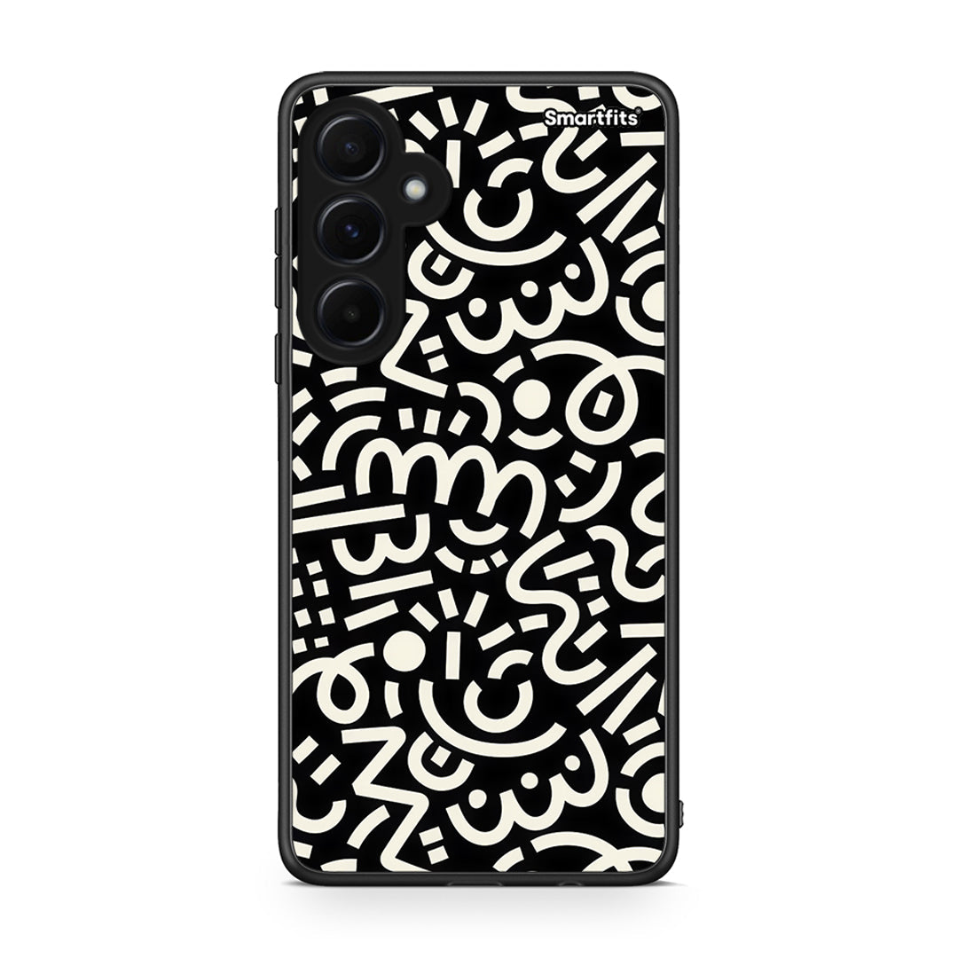 Samsung Galaxy A55 Doodle Art Θήκη από τη Smartfits με σχέδιο στο πίσω μέρος και μαύρο περίβλημα | Smartphone case with colorful back and black bezels by Smartfits