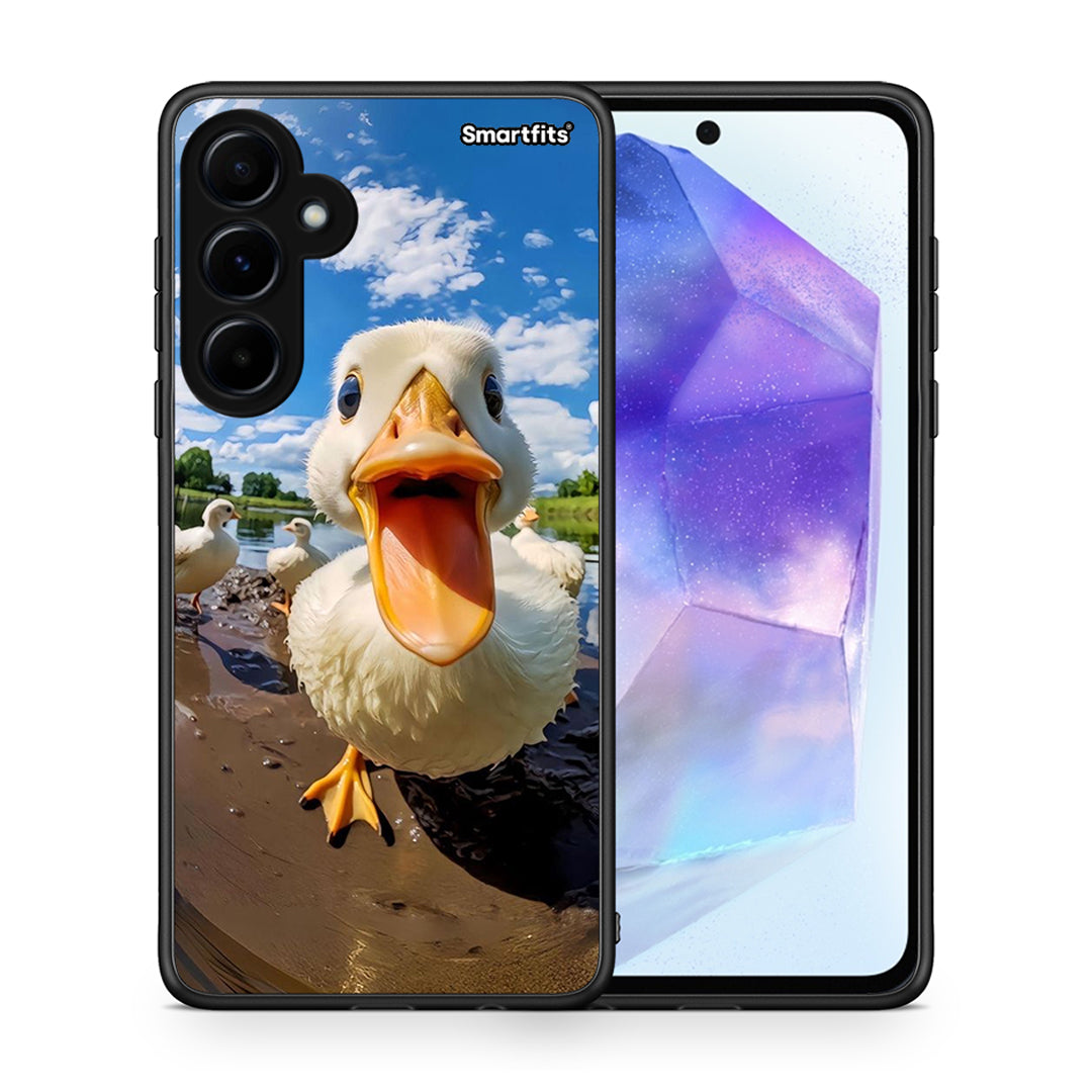 Θήκη Samsung Galaxy A55 Duck Face από τη Smartfits με σχέδιο στο πίσω μέρος και μαύρο περίβλημα | Samsung Galaxy A55 Duck Face case with colorful back and black bezels