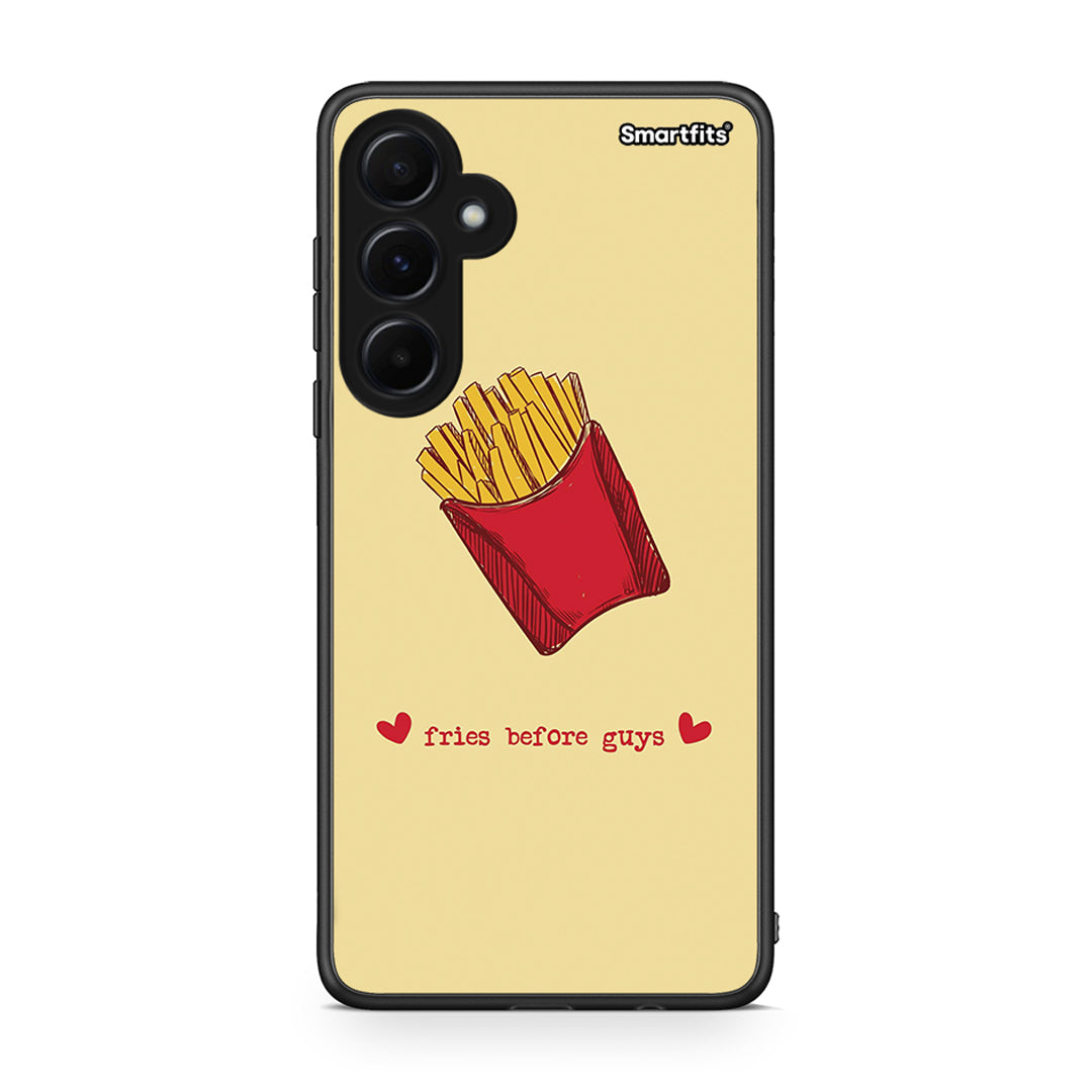 Samsung Galaxy A55 Fries Before Guys Θήκη Αγίου Βαλεντίνου από τη Smartfits με σχέδιο στο πίσω μέρος και μαύρο περίβλημα | Smartphone case with colorful back and black bezels by Smartfits