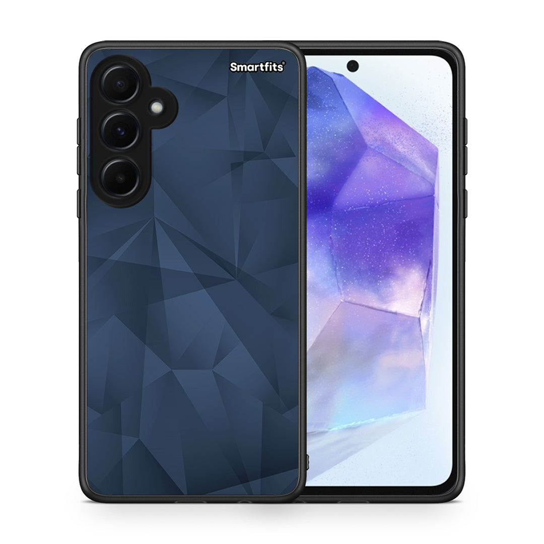 Θήκη Samsung Galaxy A55 Blue Abstract Geometric από τη Smartfits με σχέδιο στο πίσω μέρος και μαύρο περίβλημα | Samsung Galaxy A55 Blue Abstract Geometric case with colorful back and black bezels