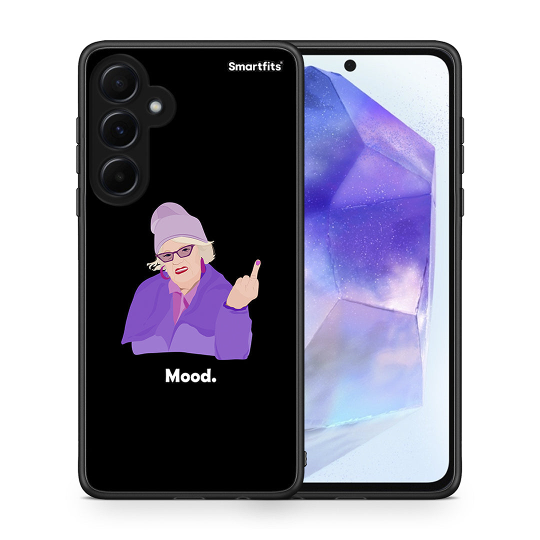 Θήκη Samsung Galaxy A55 Grandma Mood Black από τη Smartfits με σχέδιο στο πίσω μέρος και μαύρο περίβλημα | Samsung Galaxy A55 Grandma Mood Black case with colorful back and black bezels