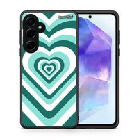 Thumbnail for Θήκη Samsung Galaxy A55 Green Hearts από τη Smartfits με σχέδιο στο πίσω μέρος και μαύρο περίβλημα | Samsung Galaxy A55 Green Hearts case with colorful back and black bezels