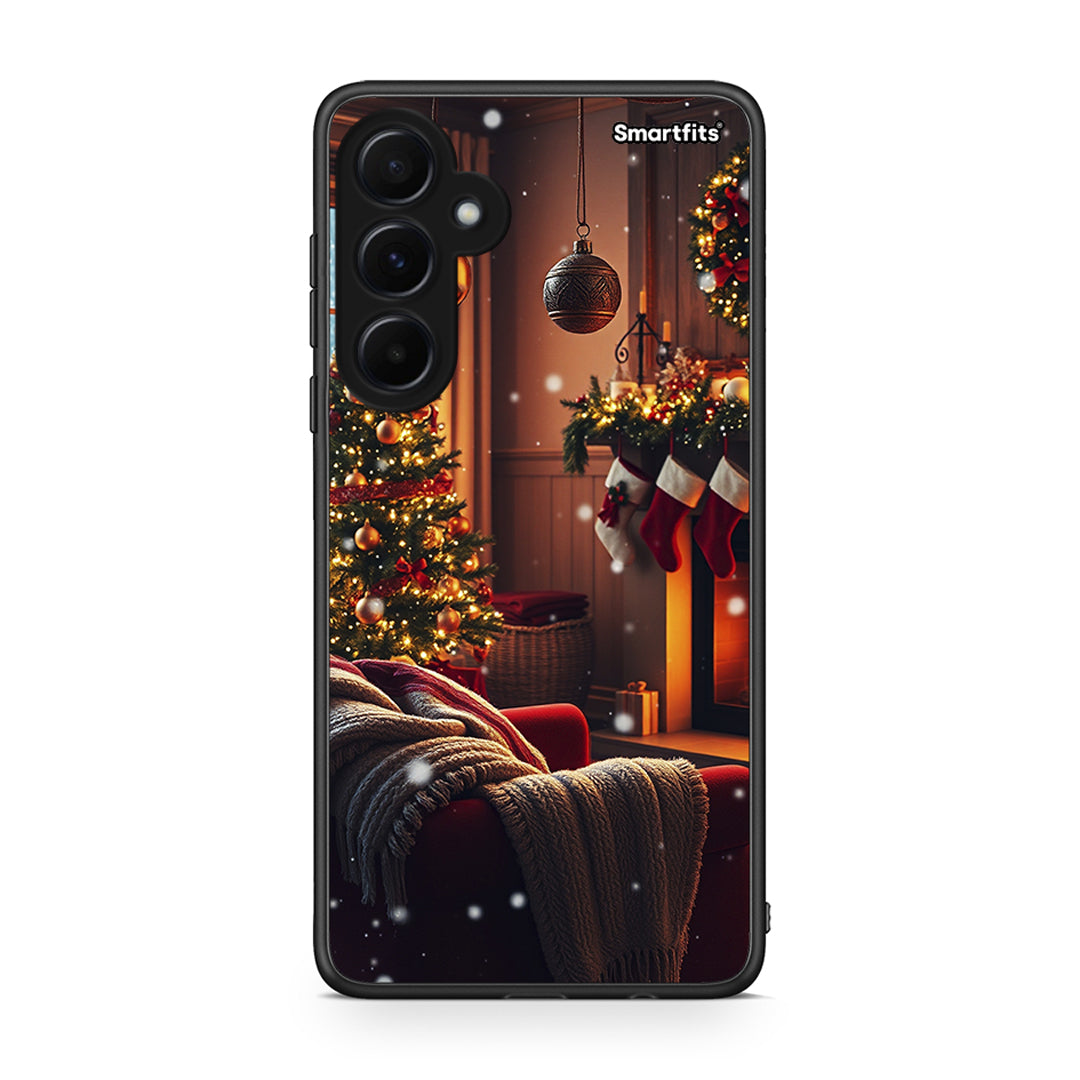 Samsung Galaxy A55 Home For Christmas θήκη από τη Smartfits με σχέδιο στο πίσω μέρος και μαύρο περίβλημα | Smartphone case with colorful back and black bezels by Smartfits