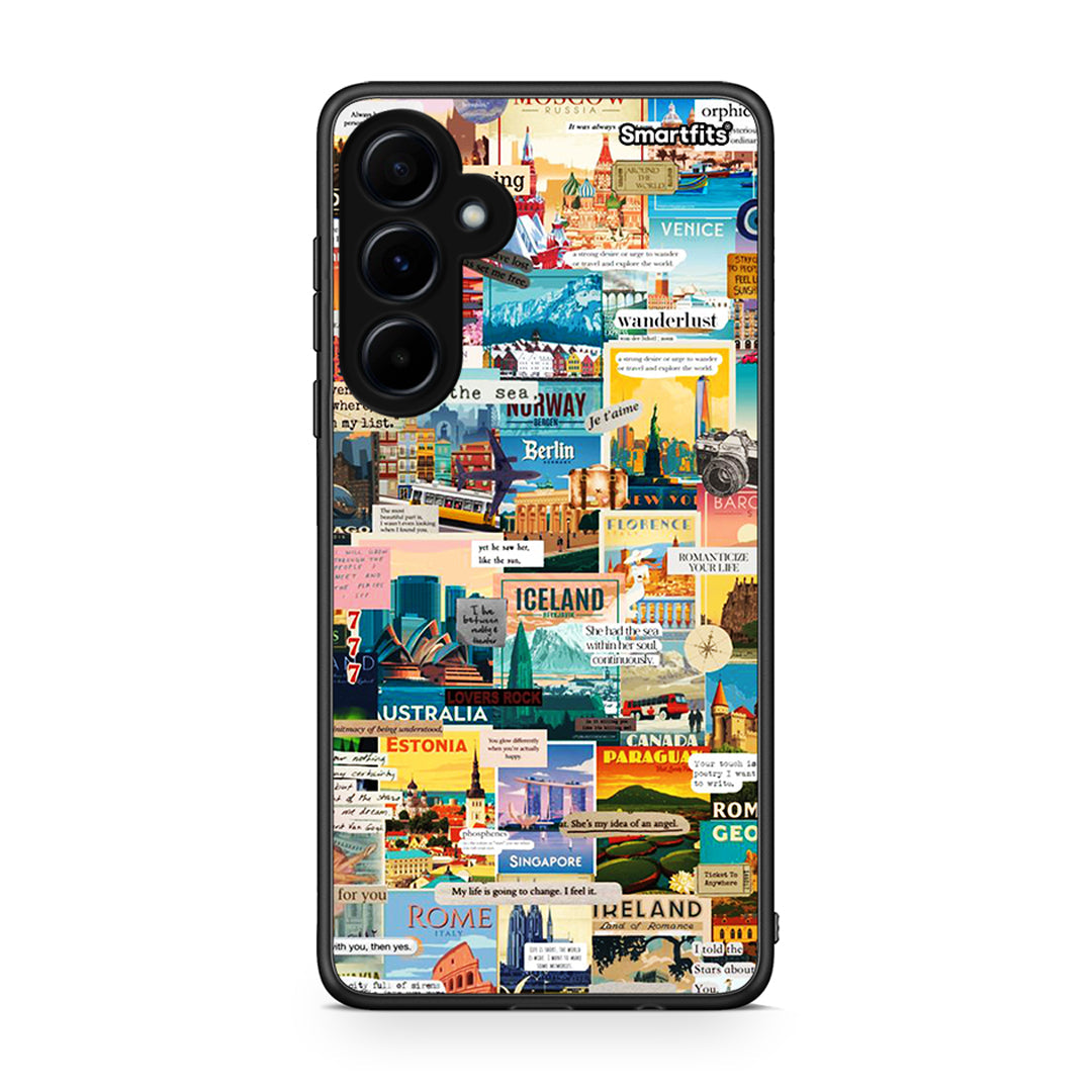 Samsung Galaxy A55 Live To Travel θήκη από τη Smartfits με σχέδιο στο πίσω μέρος και μαύρο περίβλημα | Smartphone case with colorful back and black bezels by Smartfits