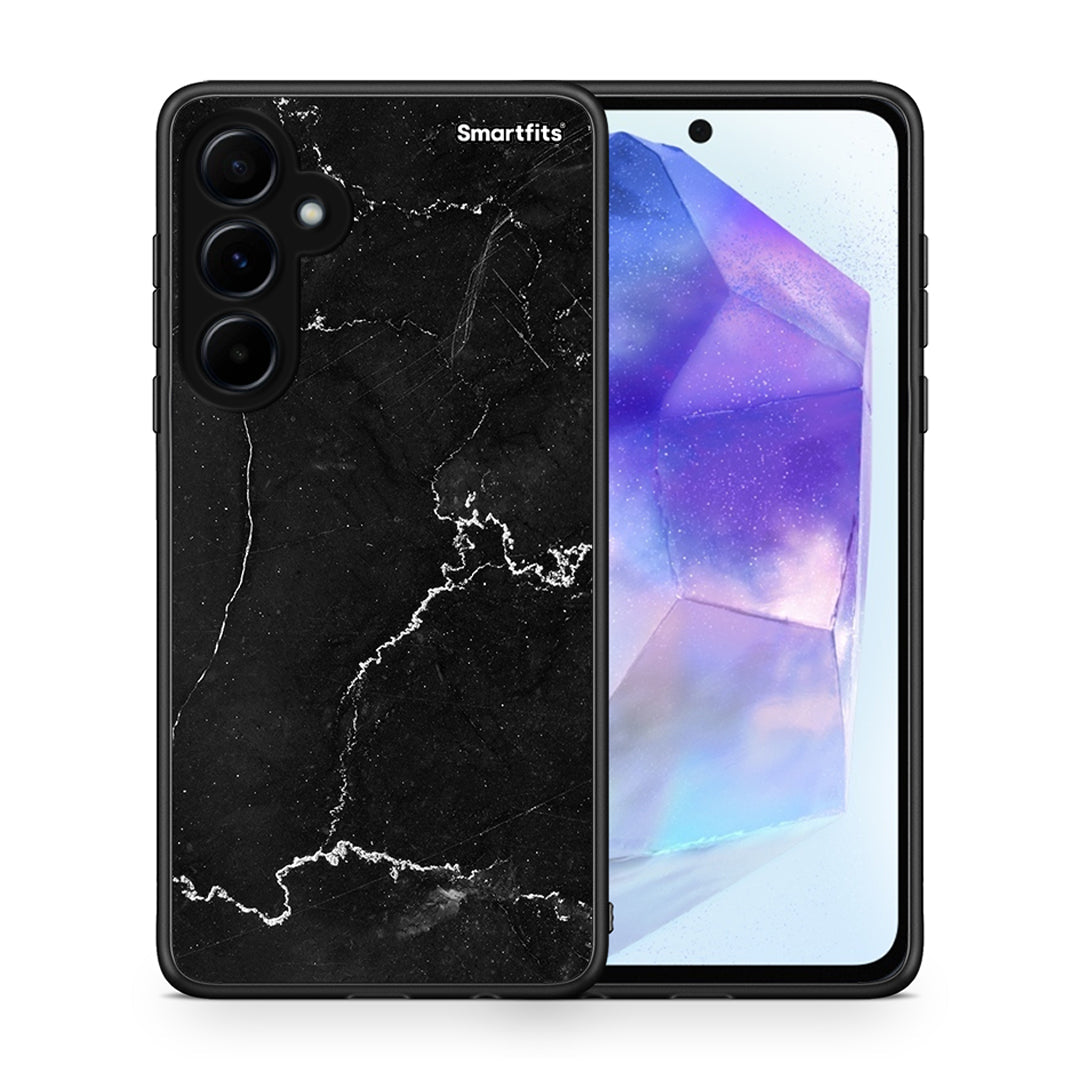 Θήκη Samsung Galaxy A55 Marble Black από τη Smartfits με σχέδιο στο πίσω μέρος και μαύρο περίβλημα | Samsung Galaxy A55 Marble Black case with colorful back and black bezels