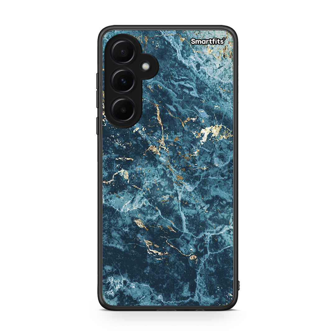 Samsung Galaxy A55 Marble Blue θήκη από τη Smartfits με σχέδιο στο πίσω μέρος και μαύρο περίβλημα | Smartphone case with colorful back and black bezels by Smartfits