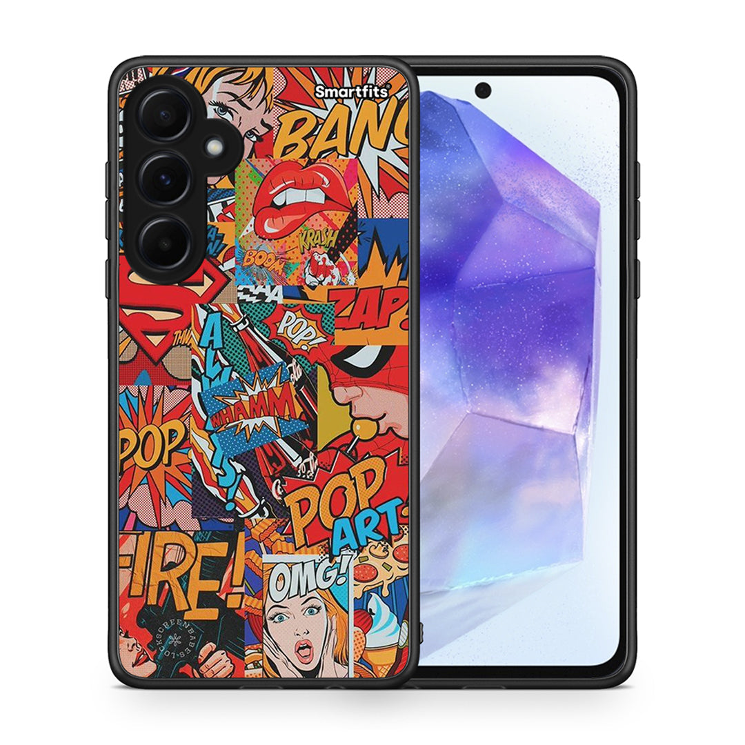 Θήκη Samsung Galaxy A55 PopArt OMG από τη Smartfits με σχέδιο στο πίσω μέρος και μαύρο περίβλημα | Samsung Galaxy A55 PopArt OMG case with colorful back and black bezels