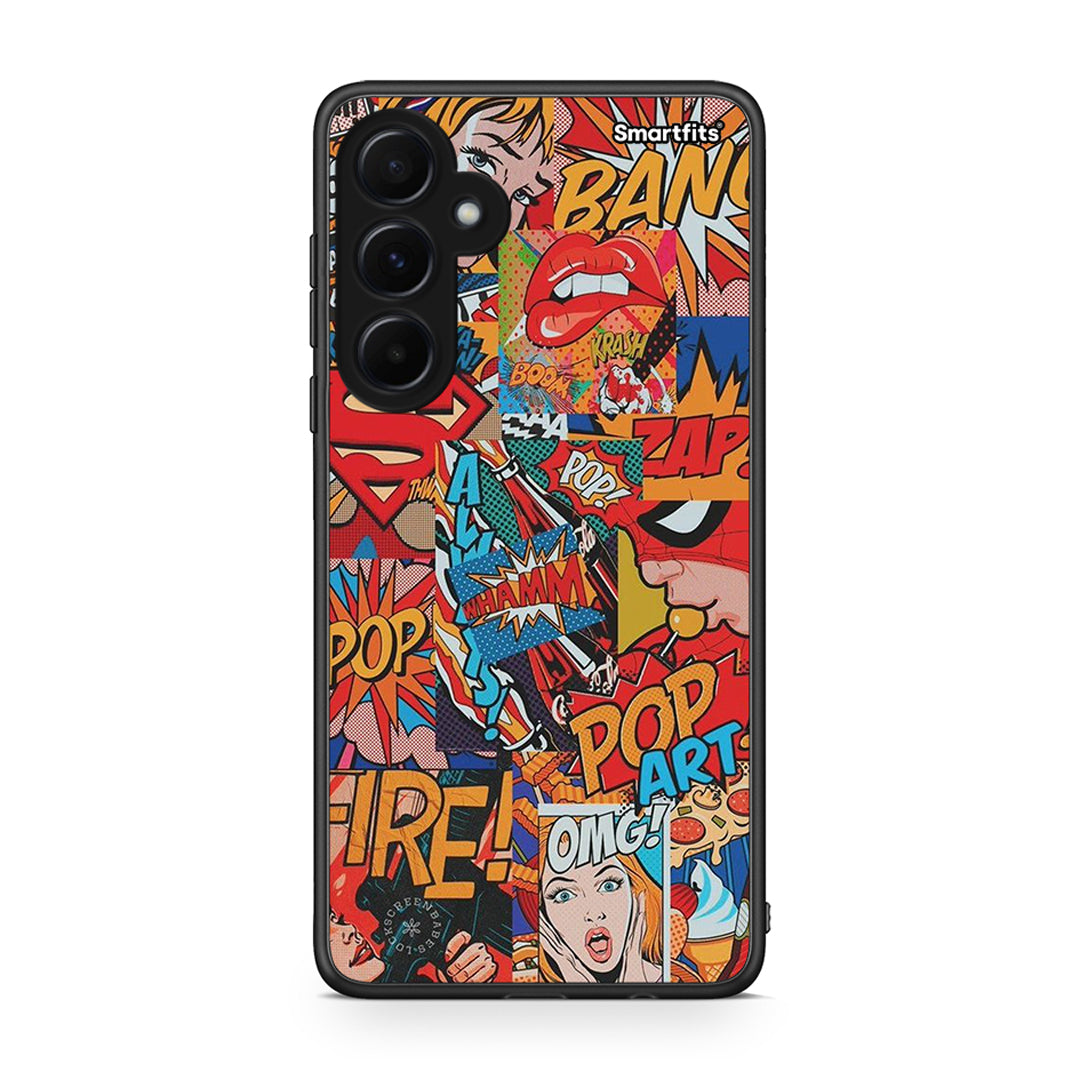 Samsung Galaxy A55 PopArt OMG θήκη από τη Smartfits με σχέδιο στο πίσω μέρος και μαύρο περίβλημα | Smartphone case with colorful back and black bezels by Smartfits