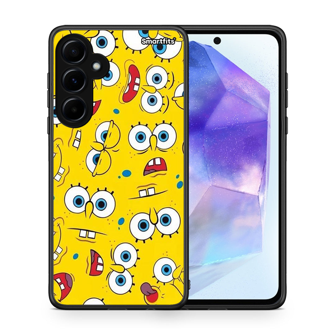 Θήκη Samsung Galaxy A55 Sponge PopArt από τη Smartfits με σχέδιο στο πίσω μέρος και μαύρο περίβλημα | Samsung Galaxy A55 Sponge PopArt case with colorful back and black bezels