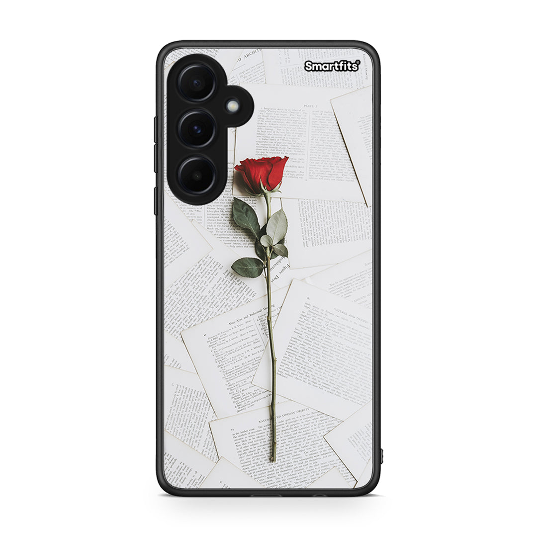 Samsung Galaxy A55 Red Rose θήκη από τη Smartfits με σχέδιο στο πίσω μέρος και μαύρο περίβλημα | Smartphone case with colorful back and black bezels by Smartfits