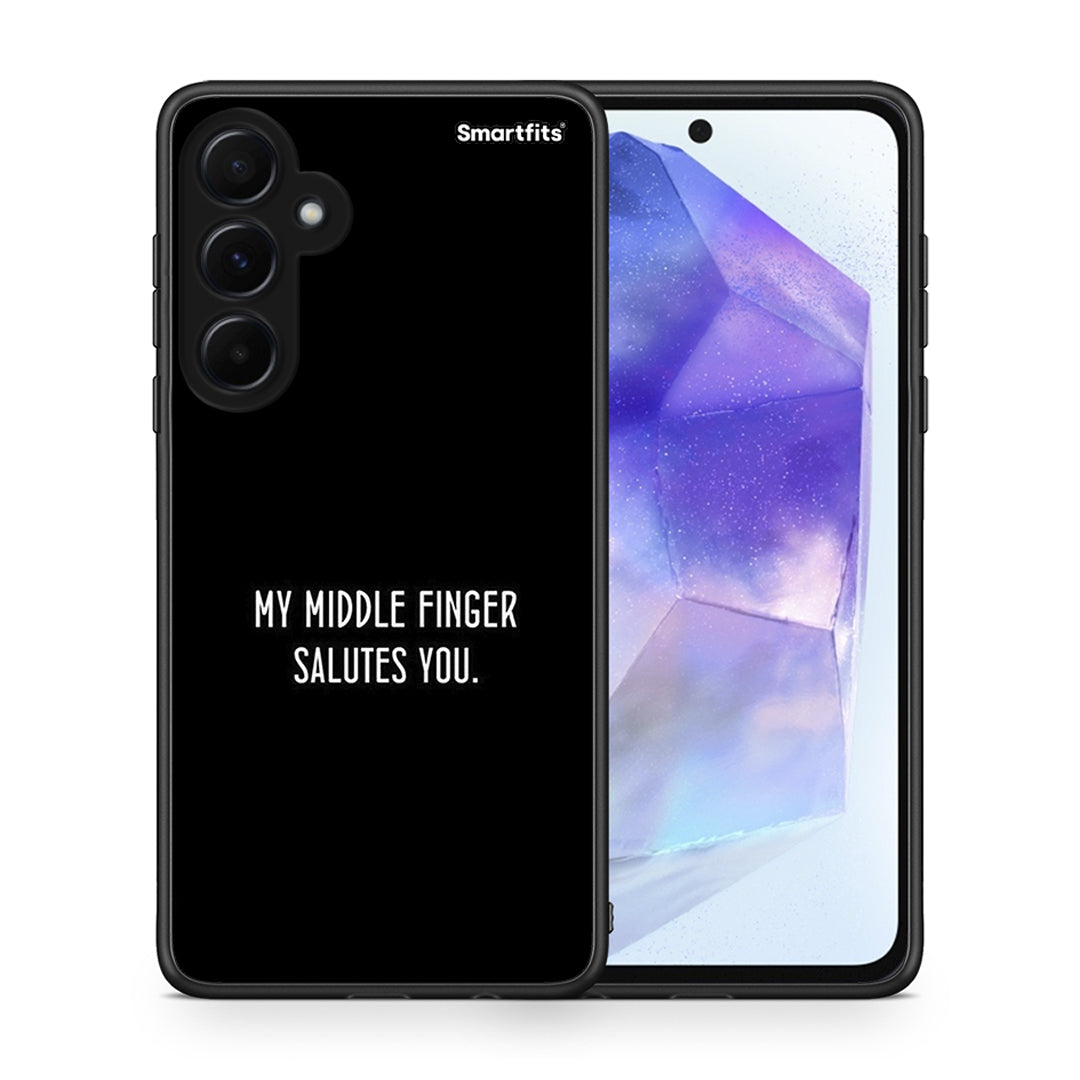 Θήκη Samsung Galaxy A55 Salute από τη Smartfits με σχέδιο στο πίσω μέρος και μαύρο περίβλημα | Samsung Galaxy A55 Salute case with colorful back and black bezels