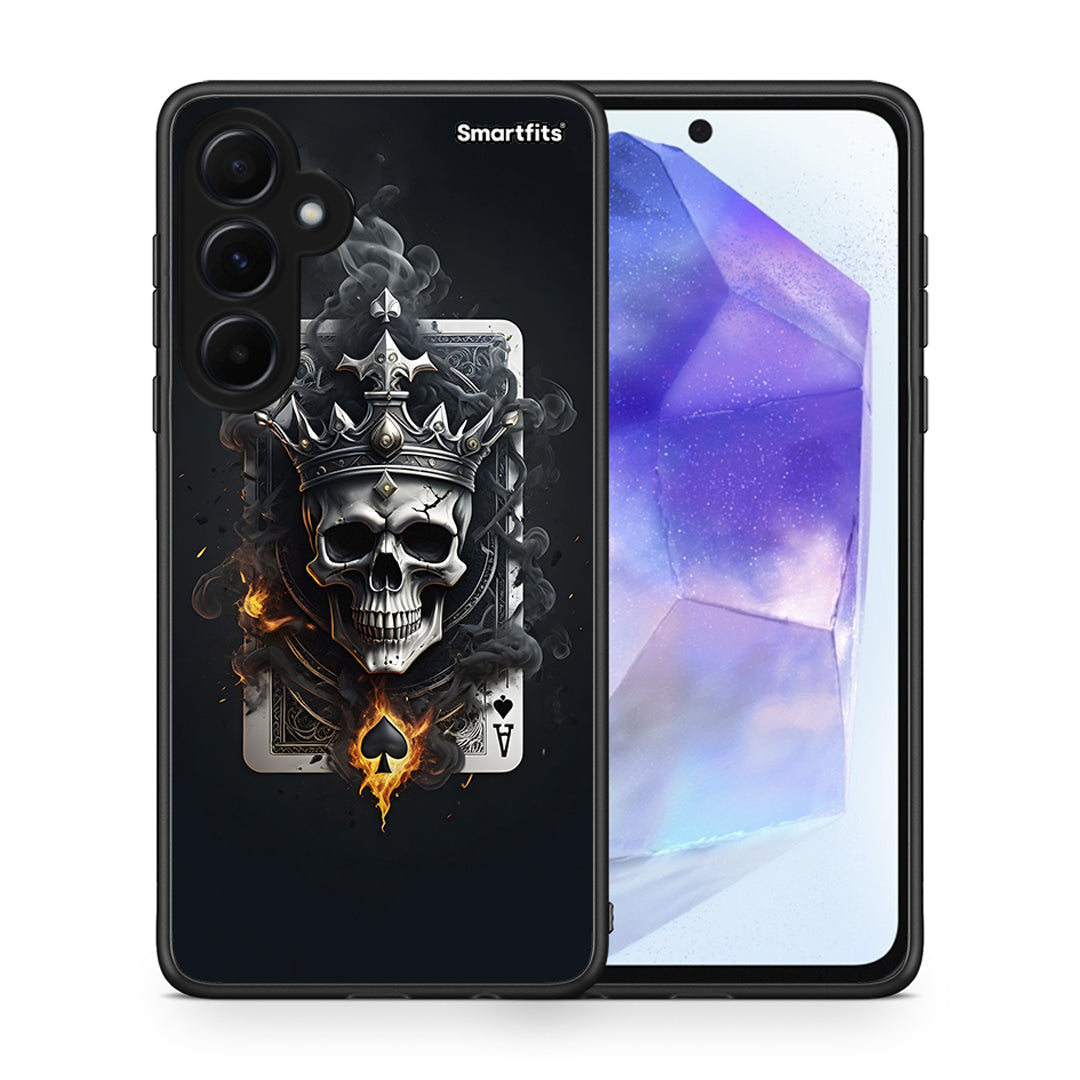 Θήκη Samsung Galaxy A55 Skull King Ace από τη Smartfits με σχέδιο στο πίσω μέρος και μαύρο περίβλημα | Samsung Galaxy A55 Skull King Ace case with colorful back and black bezels