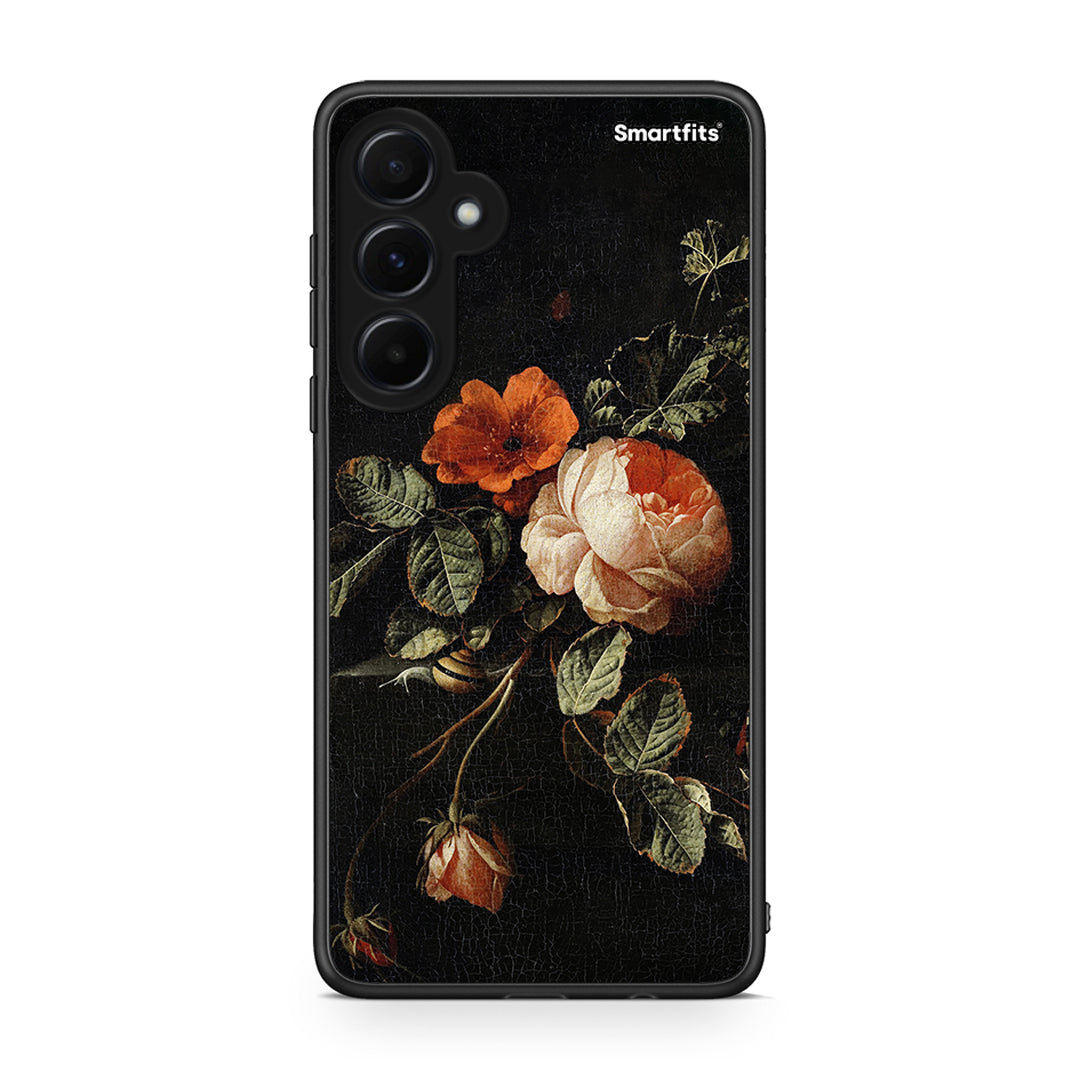 Samsung Galaxy A55 Vintage Roses θήκη από τη Smartfits με σχέδιο στο πίσω μέρος και μαύρο περίβλημα | Smartphone case with colorful back and black bezels by Smartfits