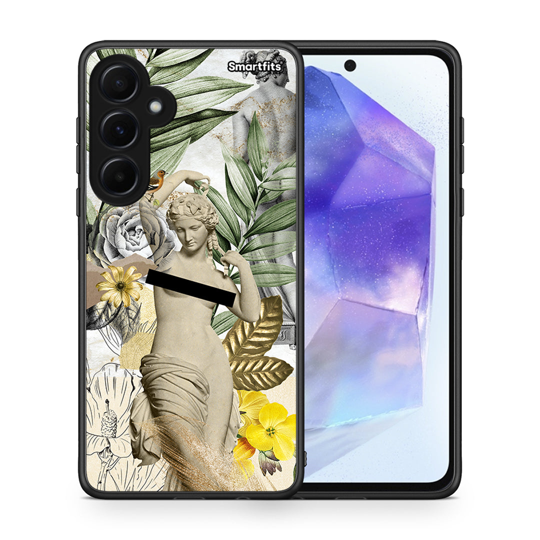 Θήκη Samsung Galaxy A55 Woman Statue από τη Smartfits με σχέδιο στο πίσω μέρος και μαύρο περίβλημα | Samsung Galaxy A55 Woman Statue case with colorful back and black bezels