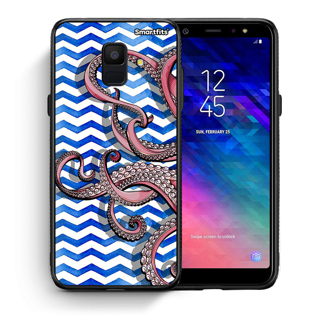 Θήκη Samsung A6 2018 Chevron Devilfish από τη Smartfits με σχέδιο στο πίσω μέρος και μαύρο περίβλημα | Samsung A6 2018 Chevron Devilfish case with colorful back and black bezels