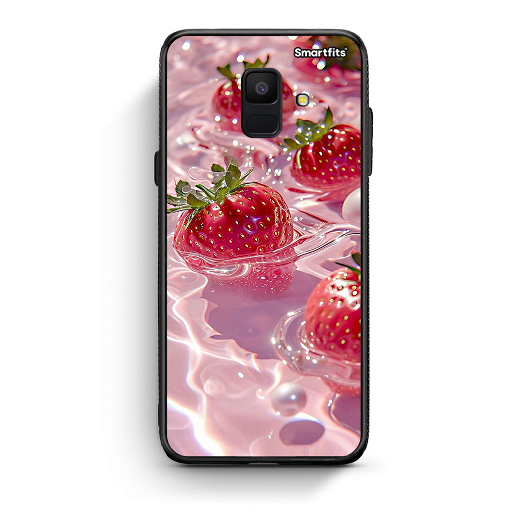 samsung A6 Juicy Strawberries θήκη από τη Smartfits με σχέδιο στο πίσω μέρος και μαύρο περίβλημα | Smartphone case with colorful back and black bezels by Smartfits