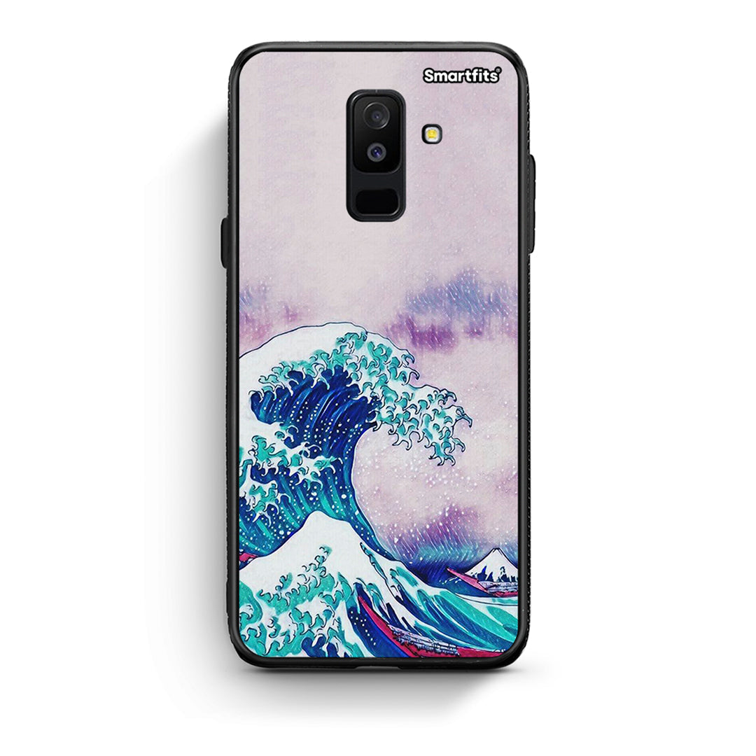 samsung A6 Plus Blue Waves θήκη από τη Smartfits με σχέδιο στο πίσω μέρος και μαύρο περίβλημα | Smartphone case with colorful back and black bezels by Smartfits