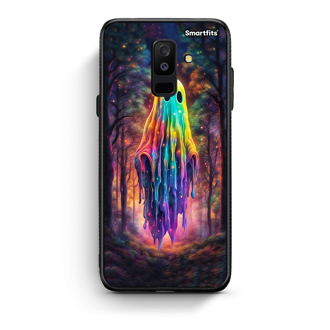 samsung A6 Plus Halloween Ghost θήκη από τη Smartfits με σχέδιο στο πίσω μέρος και μαύρο περίβλημα | Smartphone case with colorful back and black bezels by Smartfits