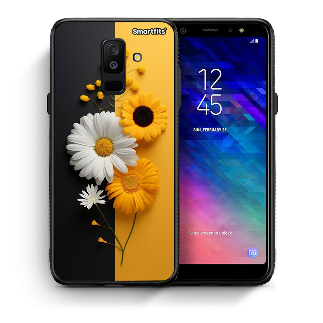 Θήκη Samsung A6+ 2018 Yellow Daisies από τη Smartfits με σχέδιο στο πίσω μέρος και μαύρο περίβλημα | Samsung A6+ 2018 Yellow Daisies case with colorful back and black bezels