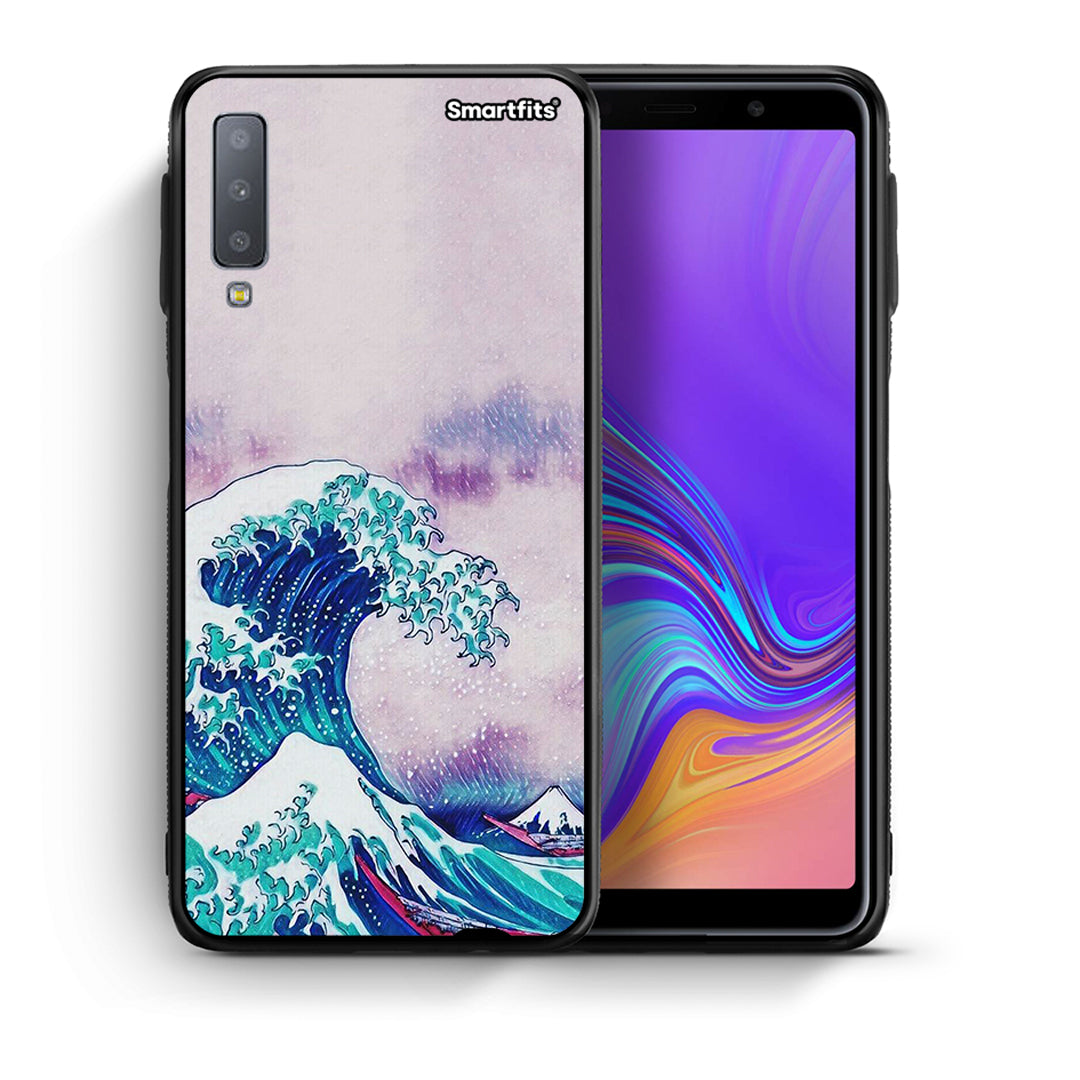 Θήκη Samsung A7 2018 Blue Waves από τη Smartfits με σχέδιο στο πίσω μέρος και μαύρο περίβλημα | Samsung A7 2018 Blue Waves case with colorful back and black bezels