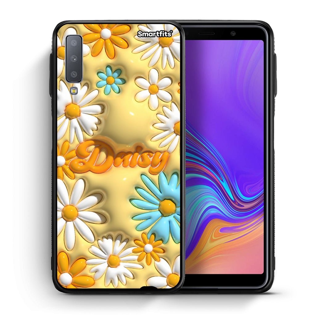 Θήκη Samsung A7 2018 Bubble Daisies από τη Smartfits με σχέδιο στο πίσω μέρος και μαύρο περίβλημα | Samsung A7 2018 Bubble Daisies case with colorful back and black bezels